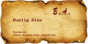 Buslig Alex névjegykártya